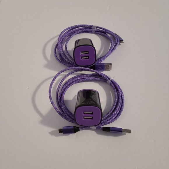 ''FAST CHARGING DUO | PURPLE MICRO USB WALL PLUG & CORD SET " - Picture 5 of 9
